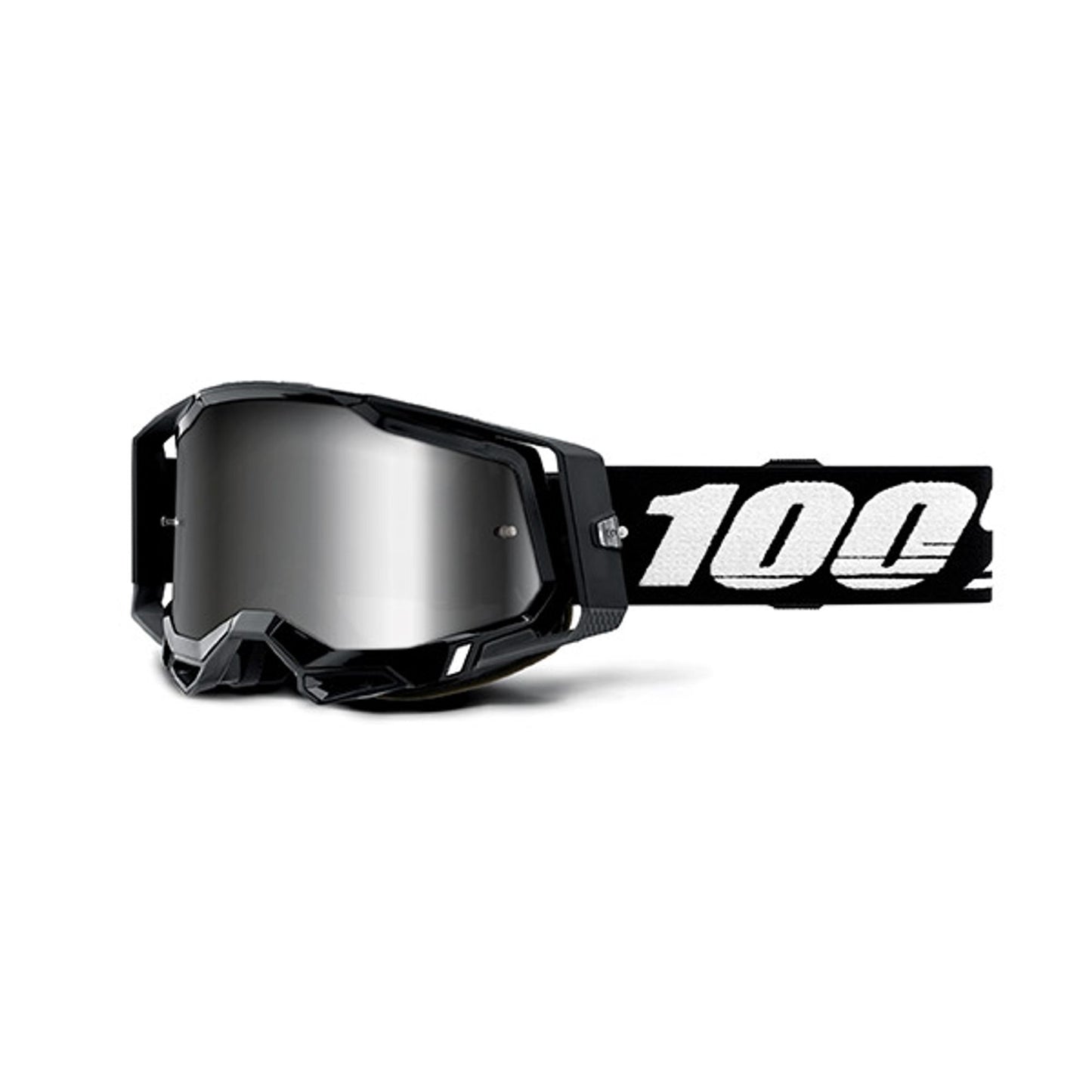 MASCHERA 100% RACECRAFT 2 BLACK V1 - LENTE A SPECCHIO ARGENTO