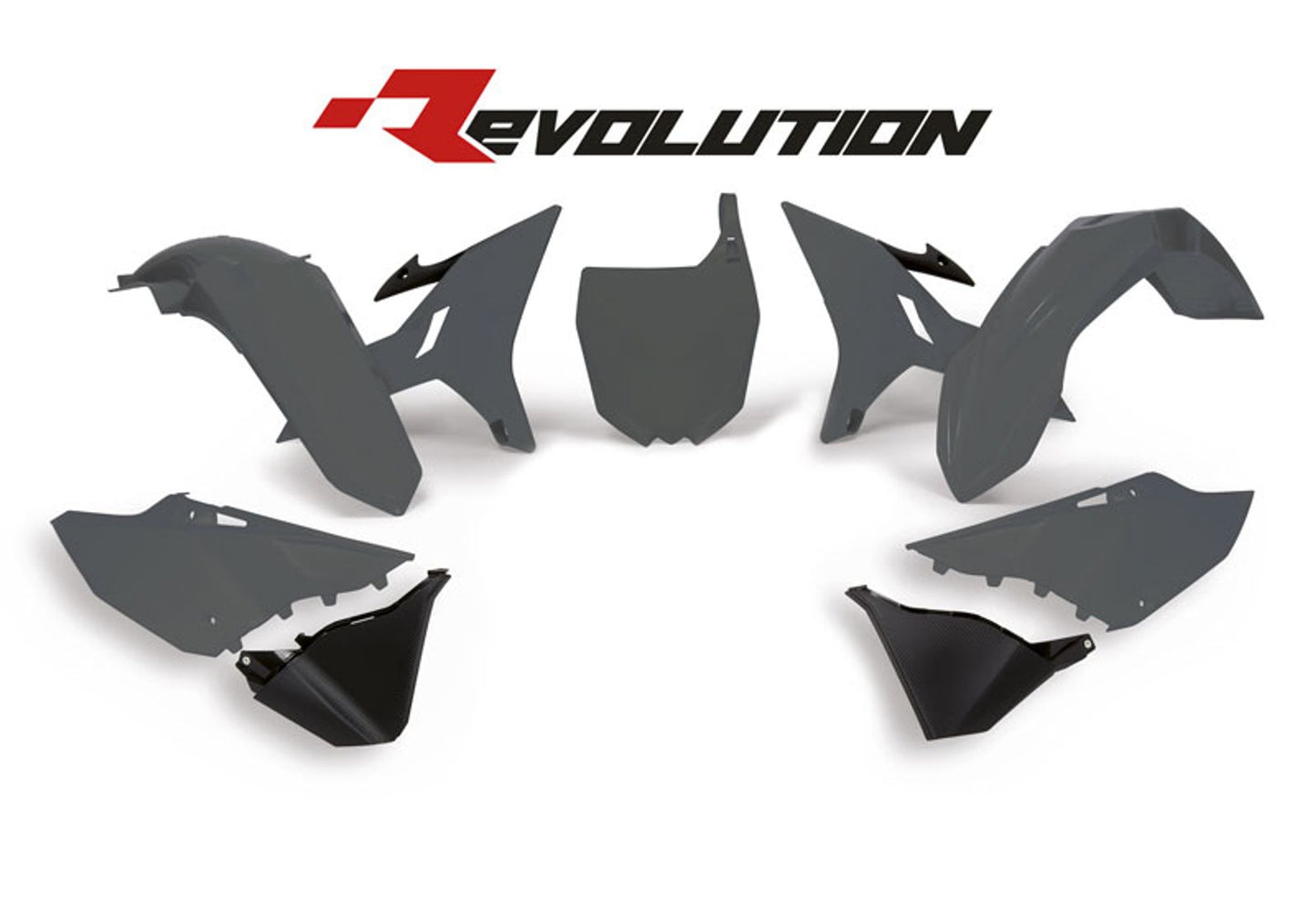 Kit Plastiche Racetech REVOLUTION YAMAHA YZ 125/250 2002-2022 Kit GRIGIO QUANTUM - NERO