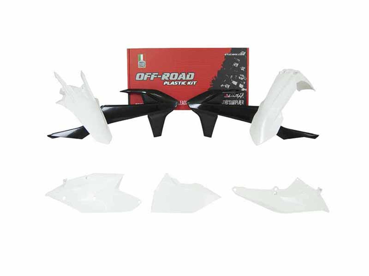 Kit Plastiche Racetech KTM 250/300/350/450/500 SENZA TABELLA ANTERIORE 2017-2019 Kit NERO-BIANCO