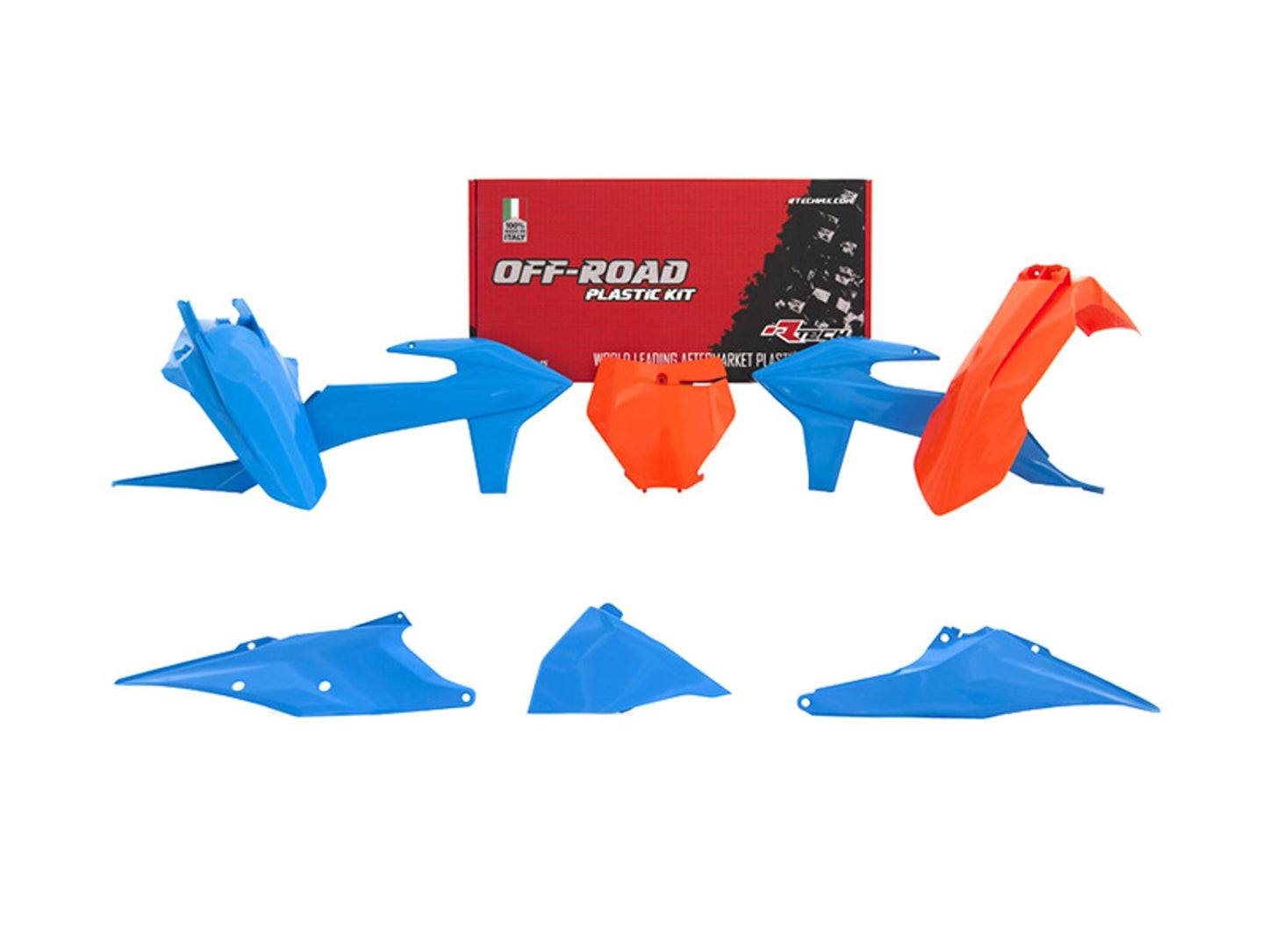 Kit Plastiche Racetech KTM 125/150/250/300/350/450 SENZA PARASTELI 2019-2022 Kit AZZURRO-ARANCIONE KTM