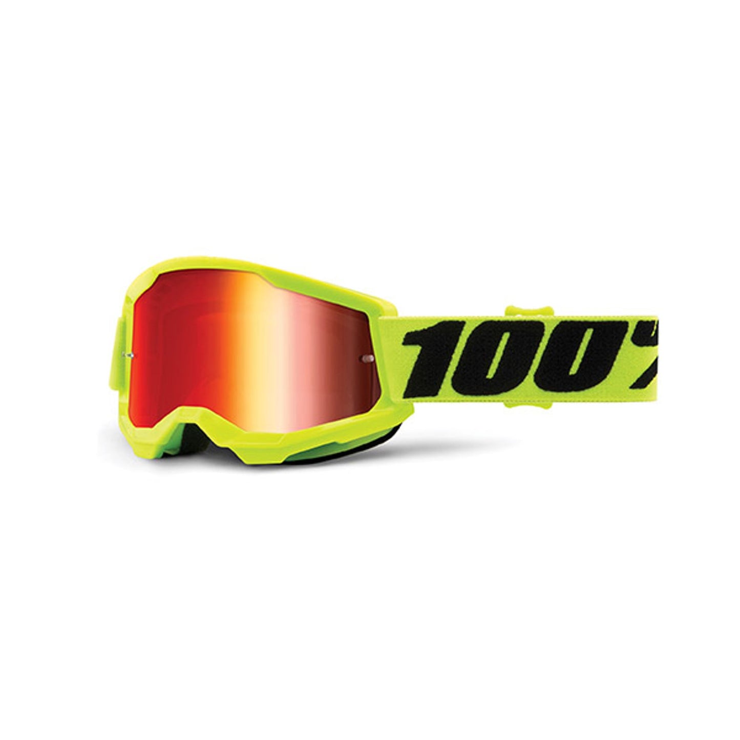MASCHERA 100% STRATA 2 FMF FLUO YELLOW - LENTE A SPECCHIO ROSSA