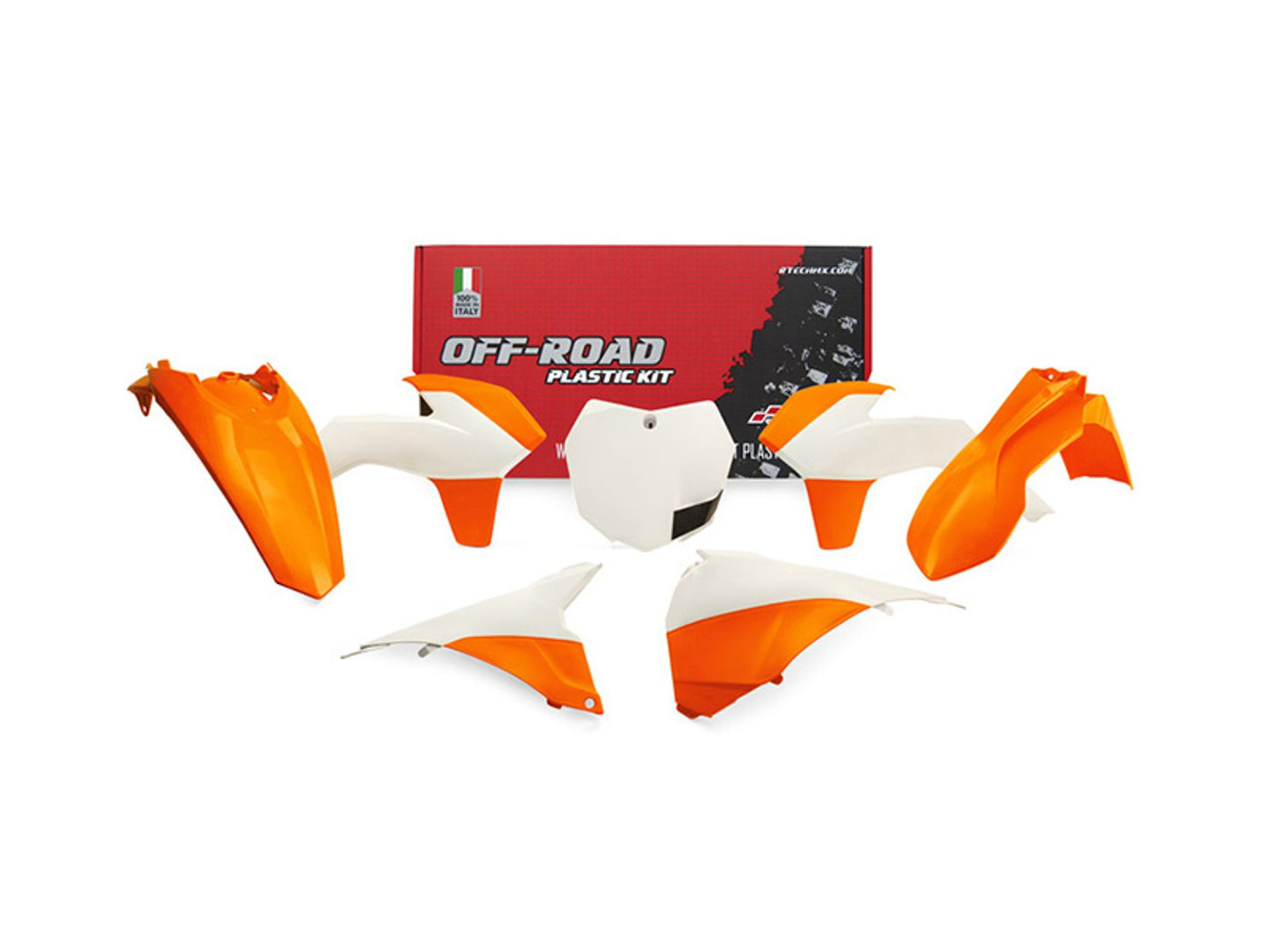 Kit Plastiche Racetech KTM 125/150/250/350/450 SENZA PARASTELI 2013-2016 Kit ARANCIONE KTM-BIANCO