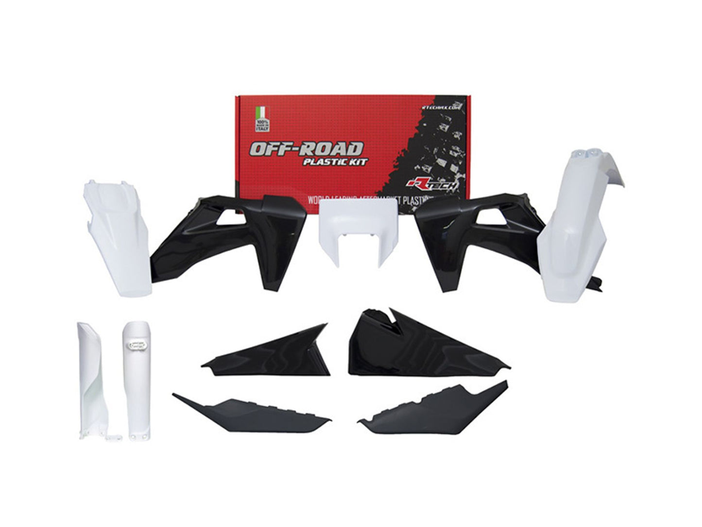 Kit Plastiche Racetech HUSQVARNA 150/250/300/350/450/501 CON PARASTELI 2020-2023 Kit NERO-BIANCO