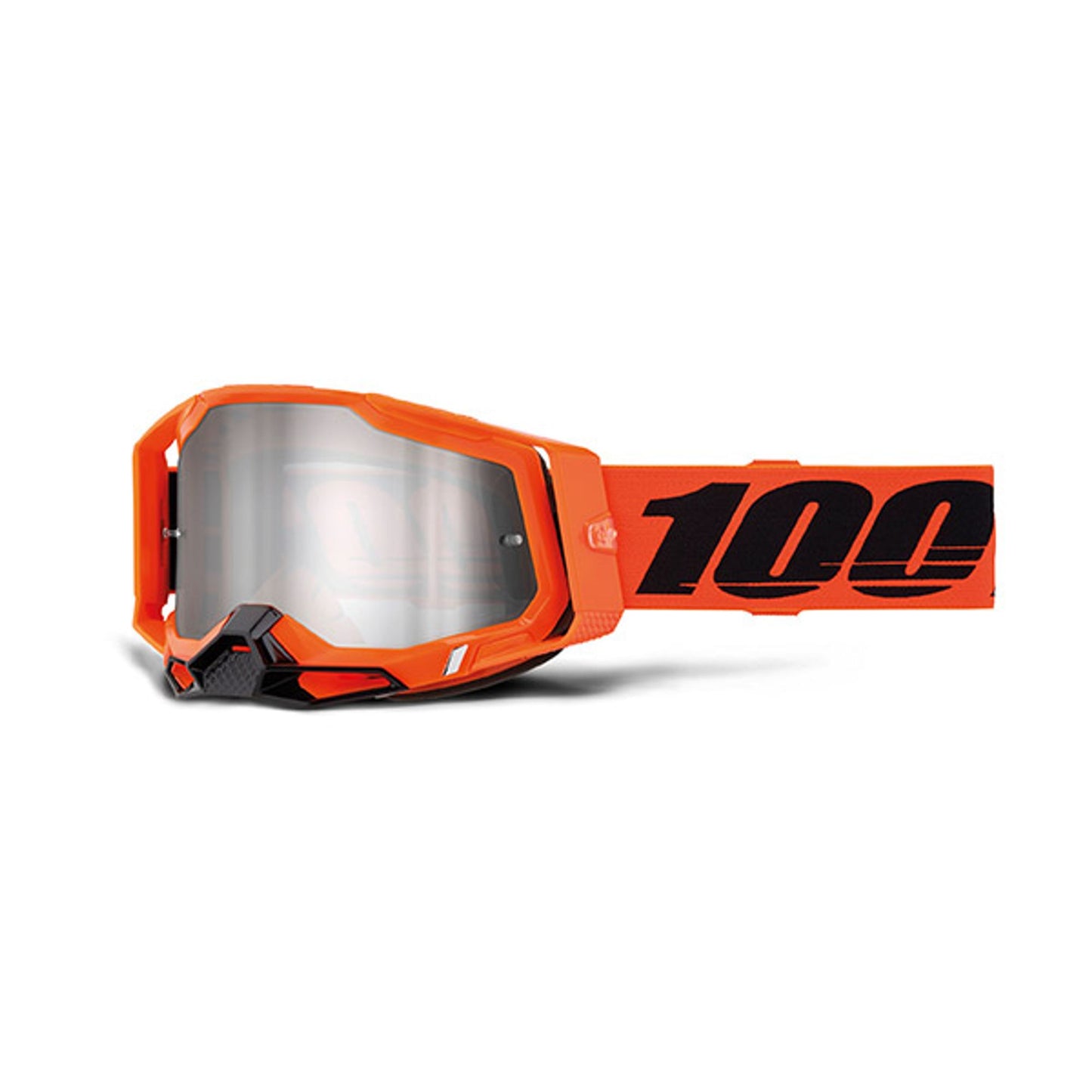 MASCHERA 100% RACECRAFT 2 NEON ORANGE - LENTE A SPECCHIO ARGENTO