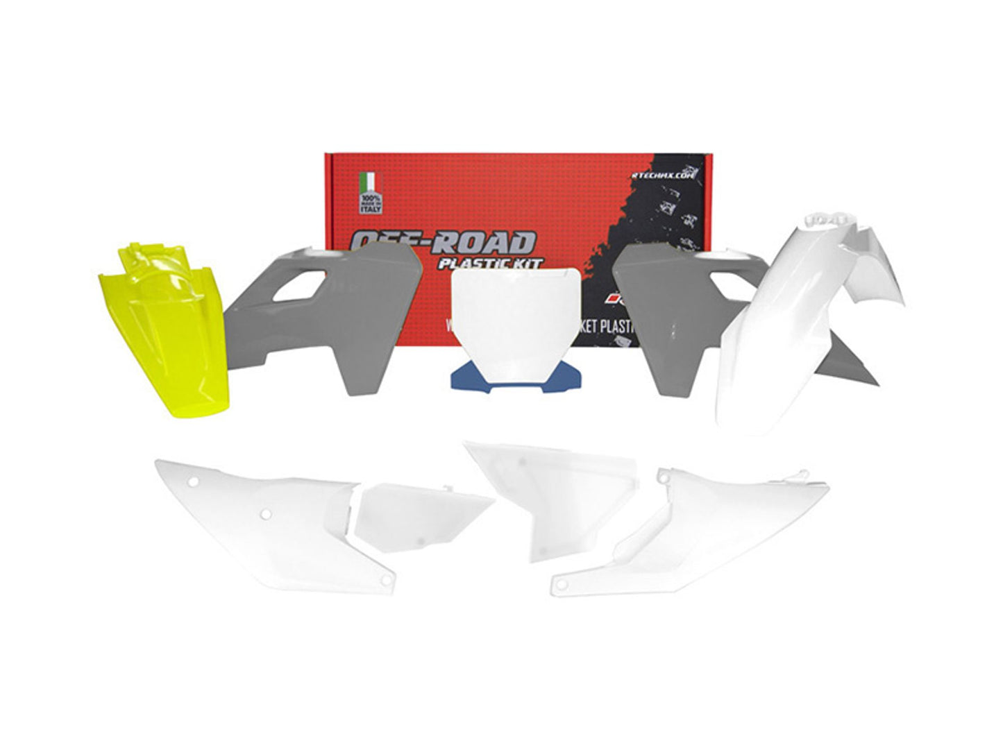 Kit Plastiche Racetech HUSQVARNA 125/250/300/350/450 2023-2024 Kit BIANCO-GRIGIO-GIALLO HUSQVARNA