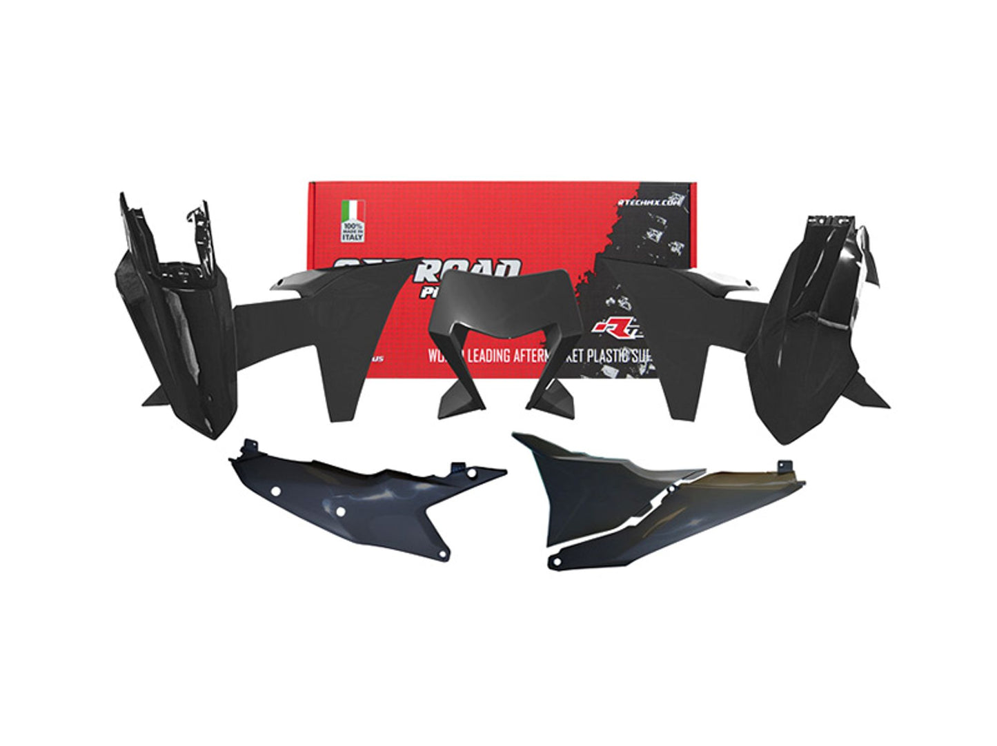 Kit Plastiche Racetech KTM 125/250/300/350/450/500 SENZA PARASTELI 2024-2025 Kit Completo Enduro NERO