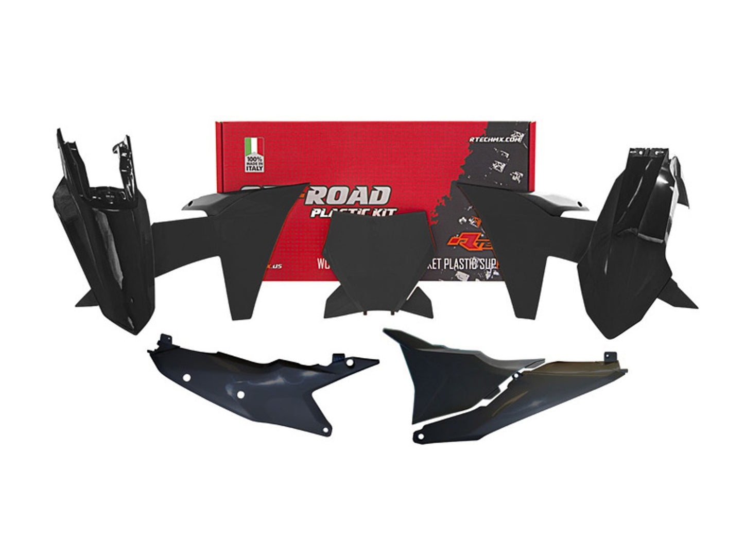 Kit Plastiche Racetech KTM 125/250/300/350/450 SENZA PARASTELI 2023-2024 Kit Completo Enduro NERO