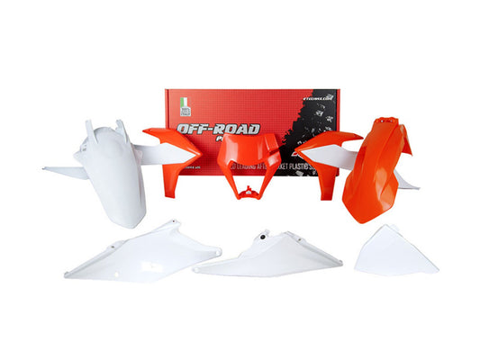 Kit Plastiche Racetech KTM 150/250/300/350/450/500 SENZA PARASTELI 2019-2023 Kit BIANCO-ARANCIONE KTM
