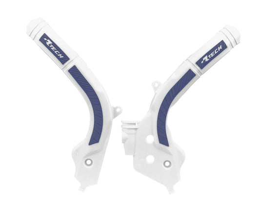 Racetech PROTEZIONE TELAIO BI-MATERIALE HUSQVARNA 125/150/250/300/350/450/501 2017-2023 BIANCO-BLU