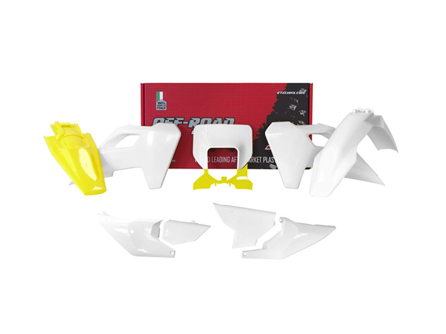 Kit Plastiche Racetech HUSQVARNA 150/250/300/350/450/501 2024-2025 Kit BIANCO-GIALLO HUSQVARNA