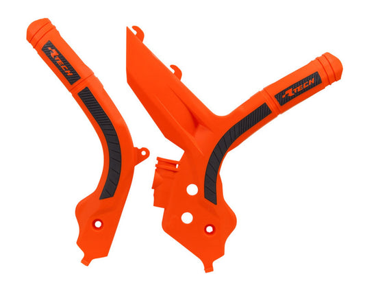 Racetech PROTEZIONE TELAIO BI-MATERIALE KTM 125/150/250/300/350/450/500 2019-2022 ARANCIONE KTM-NERO