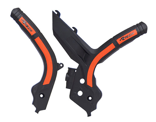 Racetech PROTEZIONE TELAIO BI-MATERIALE KTM 125/150/250/300/350/450/500 2019-2022 NERO-ARANCIONE