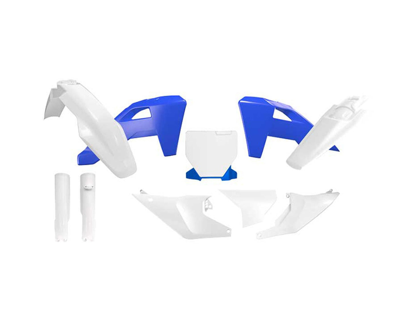 Kit Plastiche Racetech HUSQVARNA 125/150/250/300/350/450 CON PARASTELI 2025-2025 Kit BLU HERITAGE-BIANCO