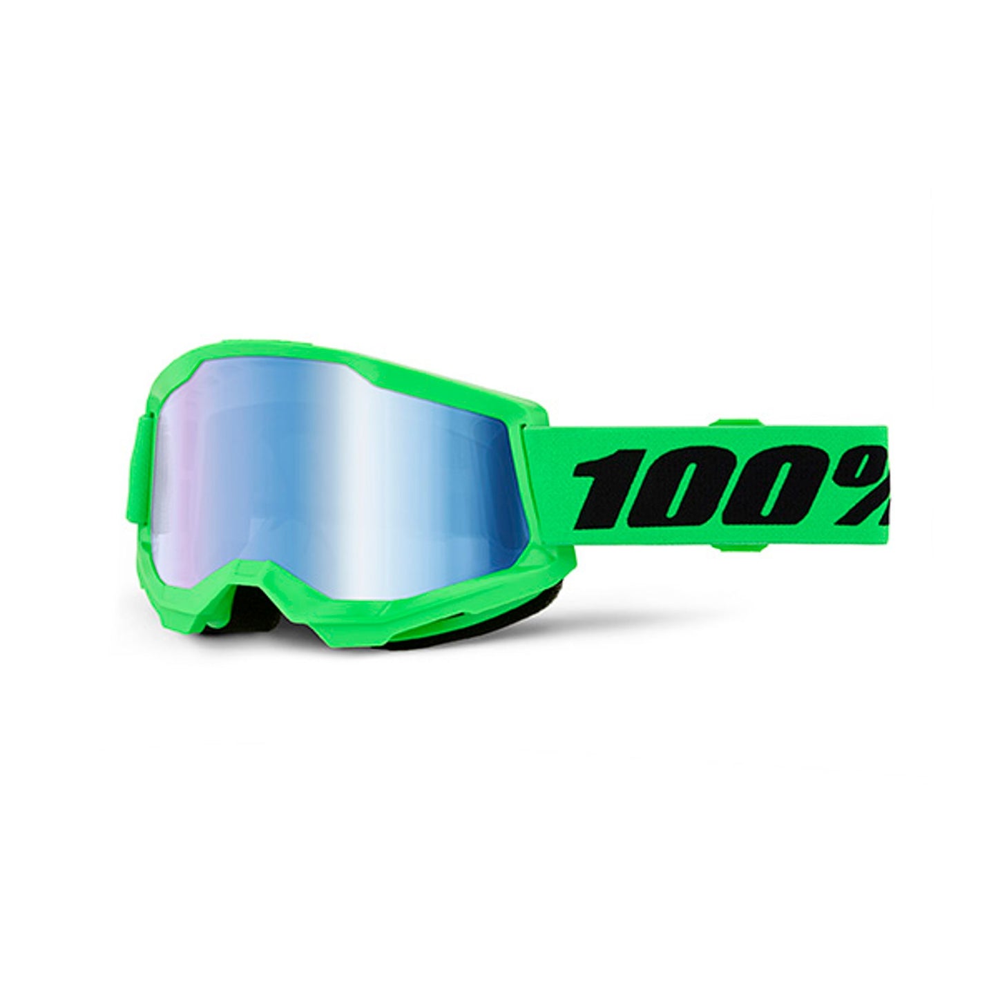 MASCHERA 100% STRATA 2 NEON GREEN - LENTE A SPECCHIO BLU