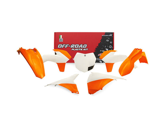 Kit Plastiche Racetech KTM 125/150/250/350/450 SENZA PARASTELI 2013-2016 Kit ARANCIONE KTM-BIANCO