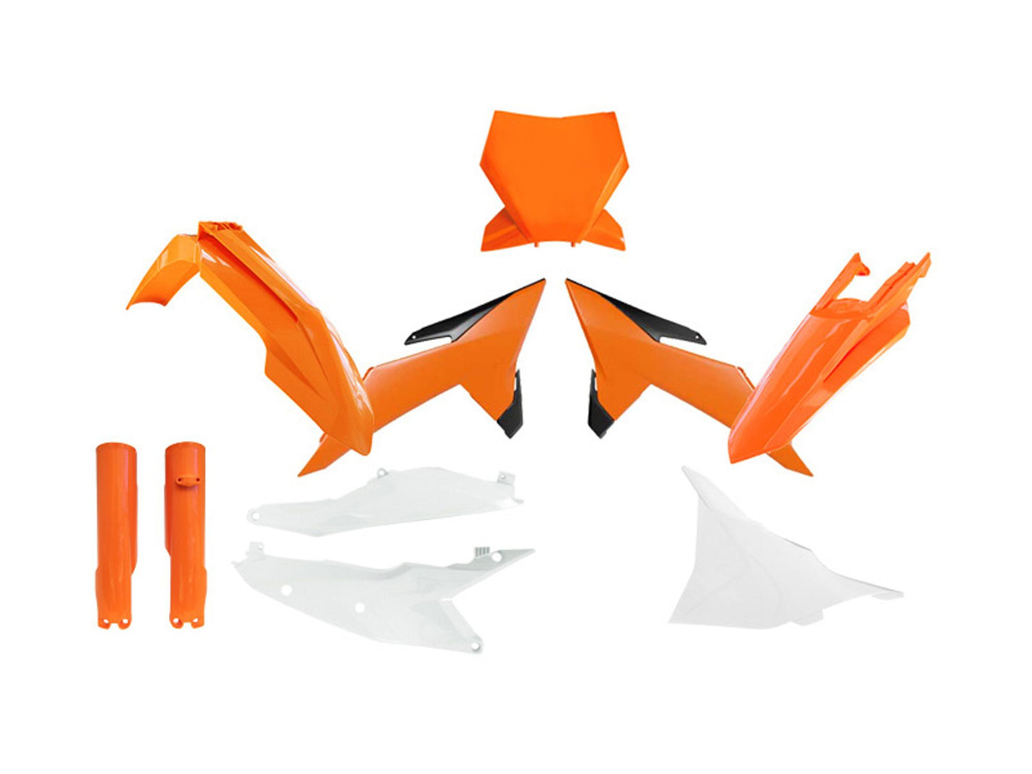 Kit Plastiche Racetech KTM 125/250/300/350/450 CON PARASTELI 2025-2026 Kit ARANCIONE KTM-BIANCO