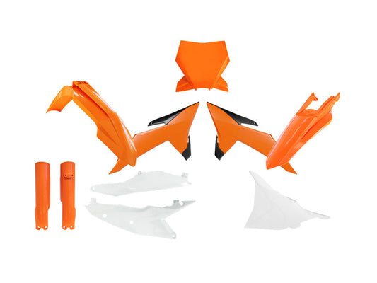 Kit Plastiche Racetech KTM 125/250/300/350/450 CON PARASTELI 2025-2026 Kit ARANCIONE KTM-BIANCO