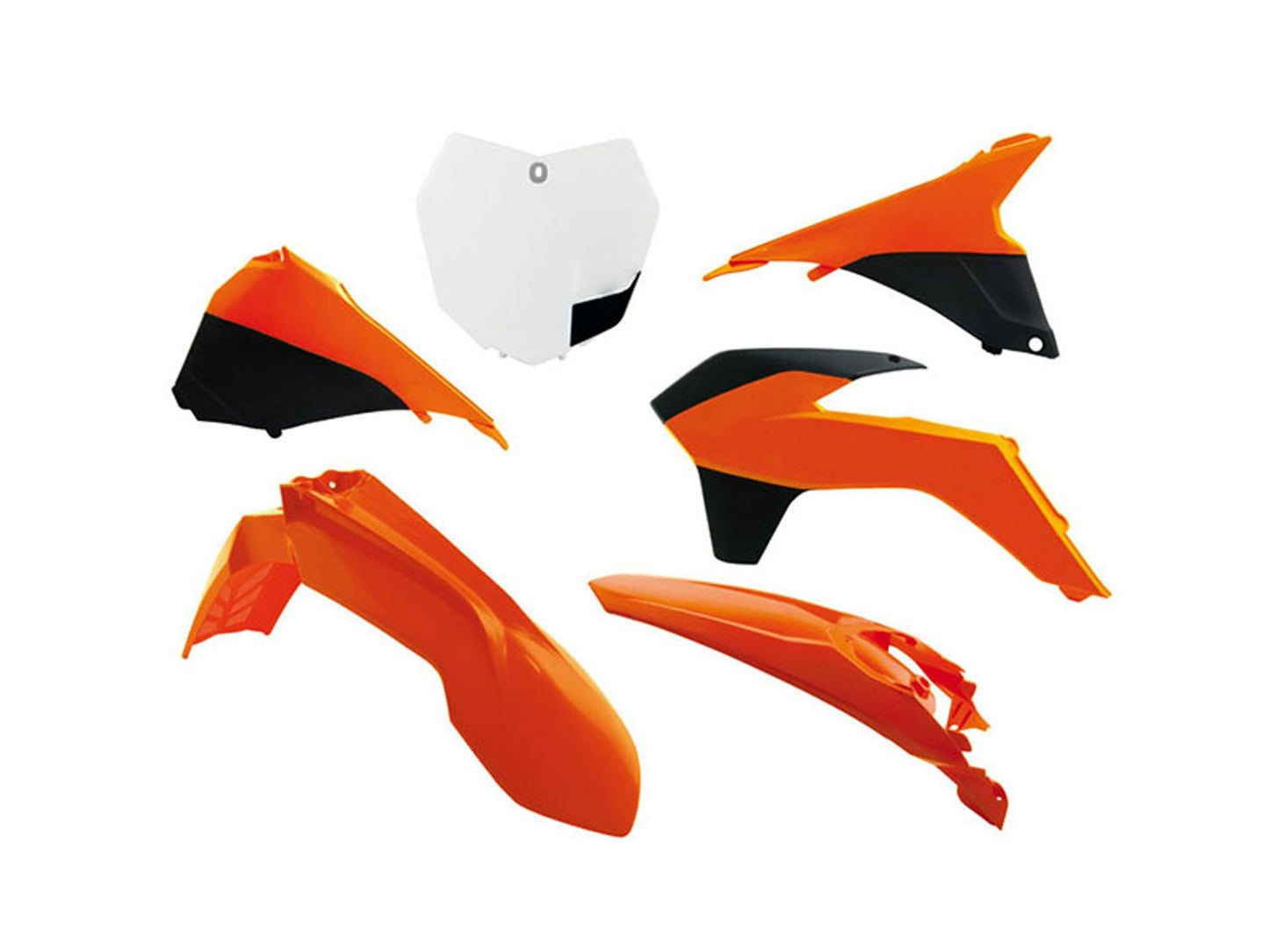 Kit Plastiche Racetech KTM 125/150/250/350/450 SENZA PARASTELI 2013-2016 Kit ARANCIONE KTM-BIANCO