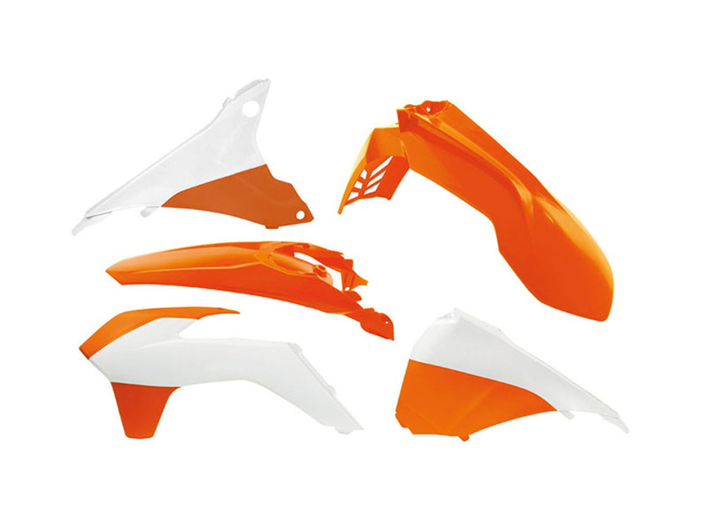Kit Plastiche Racetech KTM 125/200/250/300/350/450/500 CON PARASTELI 2014-2016 Kit BIANCO-ARANCIONE KTM