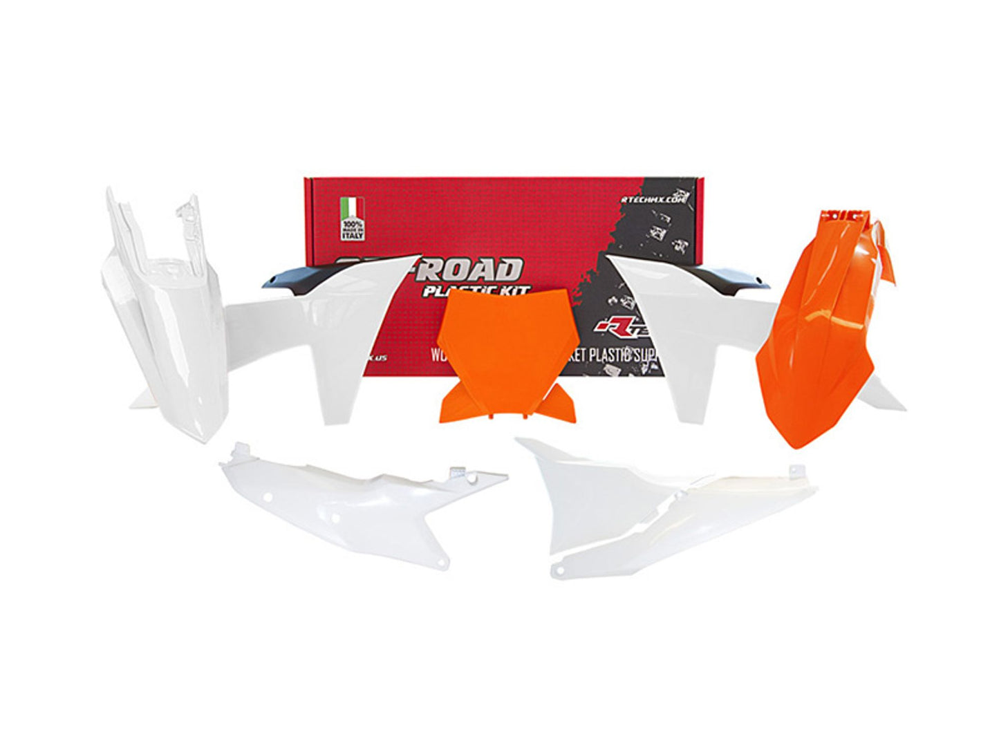 Kit Plastiche Racetech KTM 125/250/300/350/450 SENZA PARASTELI 2023-2024 Kit BIANCO-ARANCIONE KTM