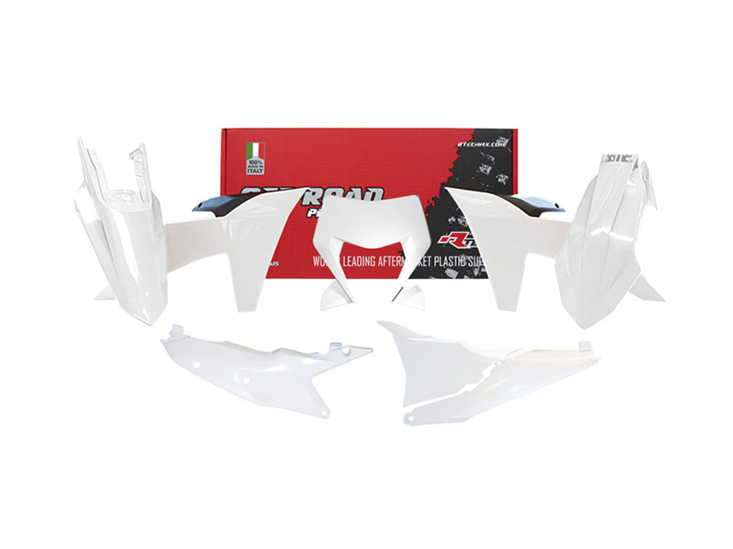 Kit Plastiche Racetech KTM 125/250/300/350/450/500 SENZA PARASTELI 2024-2025 Kit Completo Enduro BIANCO