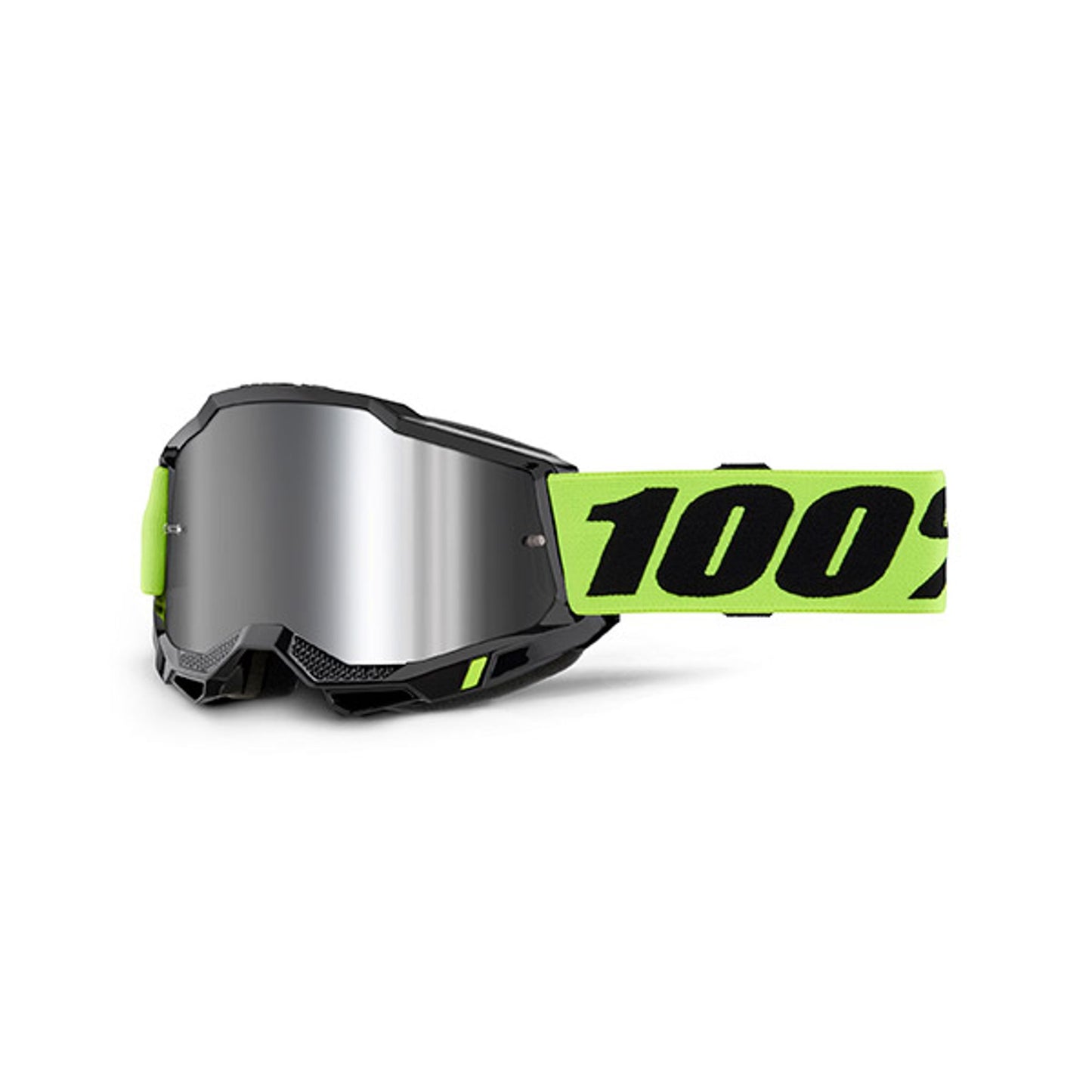 MASCHERA 100% ACCURI 2 JUNIOR NEON YELLOW - LENTE A SPECCHIO ARGENTO