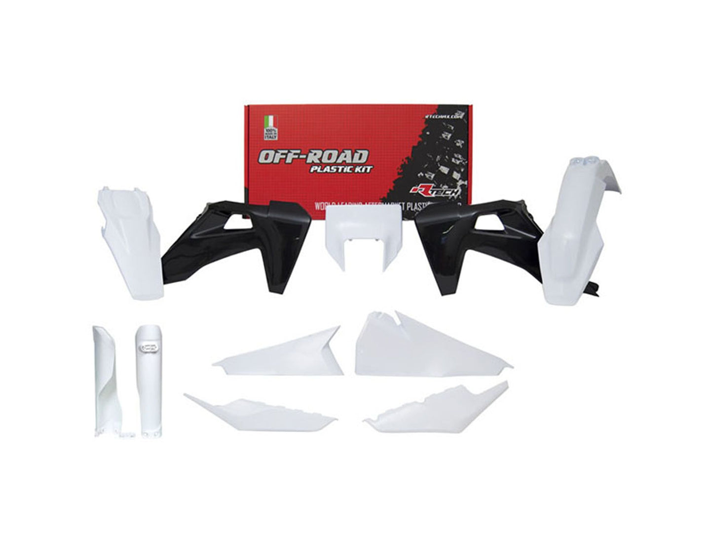 Kit Plastiche Racetech HUSQVARNA 150/250/300/350/450/501 CON PARASTELI 2020-2023 Kit NERO-BIANCO