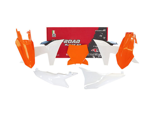 Kit Plastiche Racetech KTM 125/250/300/350/450 SENZA PARASTELI 2023-2024 Kit BIANCO-ARANCIONE KTM