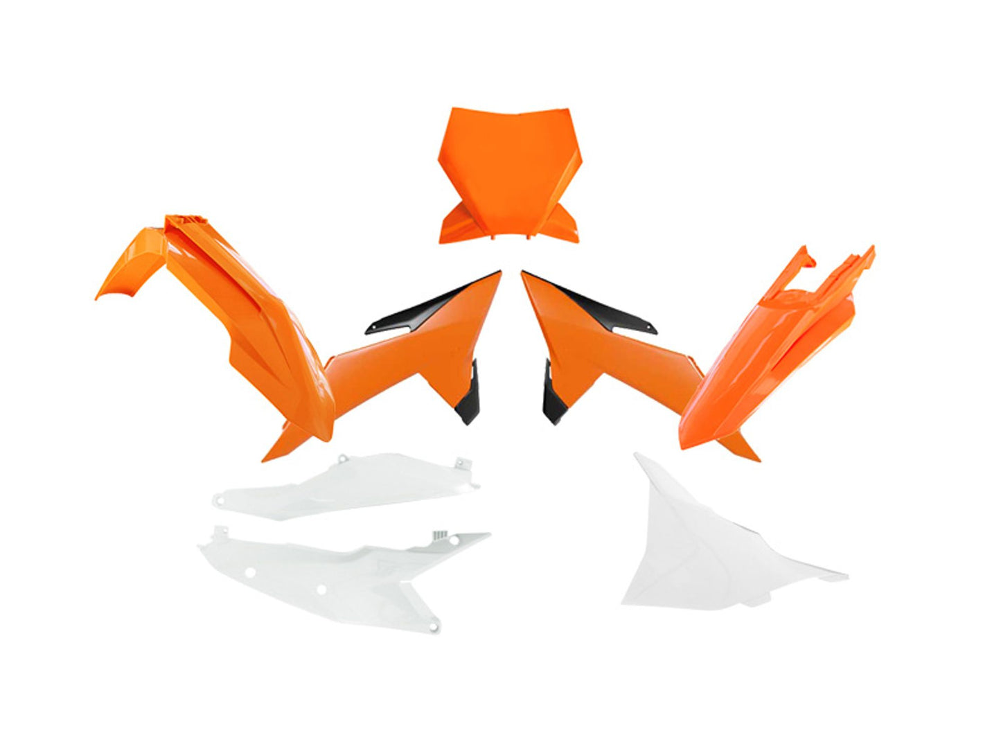 Kit Plastiche Racetech KTM 125/250/300/350/450 CON PARASTELI 2025-2026 Kit ARANCIONE KTM-BIANCO