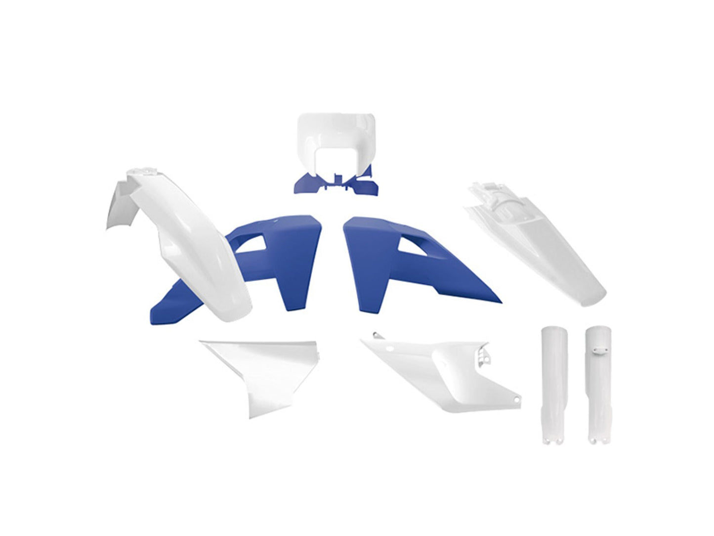Kit Plastiche Racetech HUSQVARNA 125/150/250/300/350/450/501 CON PARASTELI 2024-2026 Kit BLU HERITAGE-BIANCO
