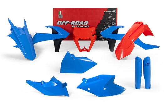 Kit Plastiche Racetech KTM 125/150/250/300 CON PARASTELI 2017-2019 Kit AZZURRO-ARANCIONE KTM