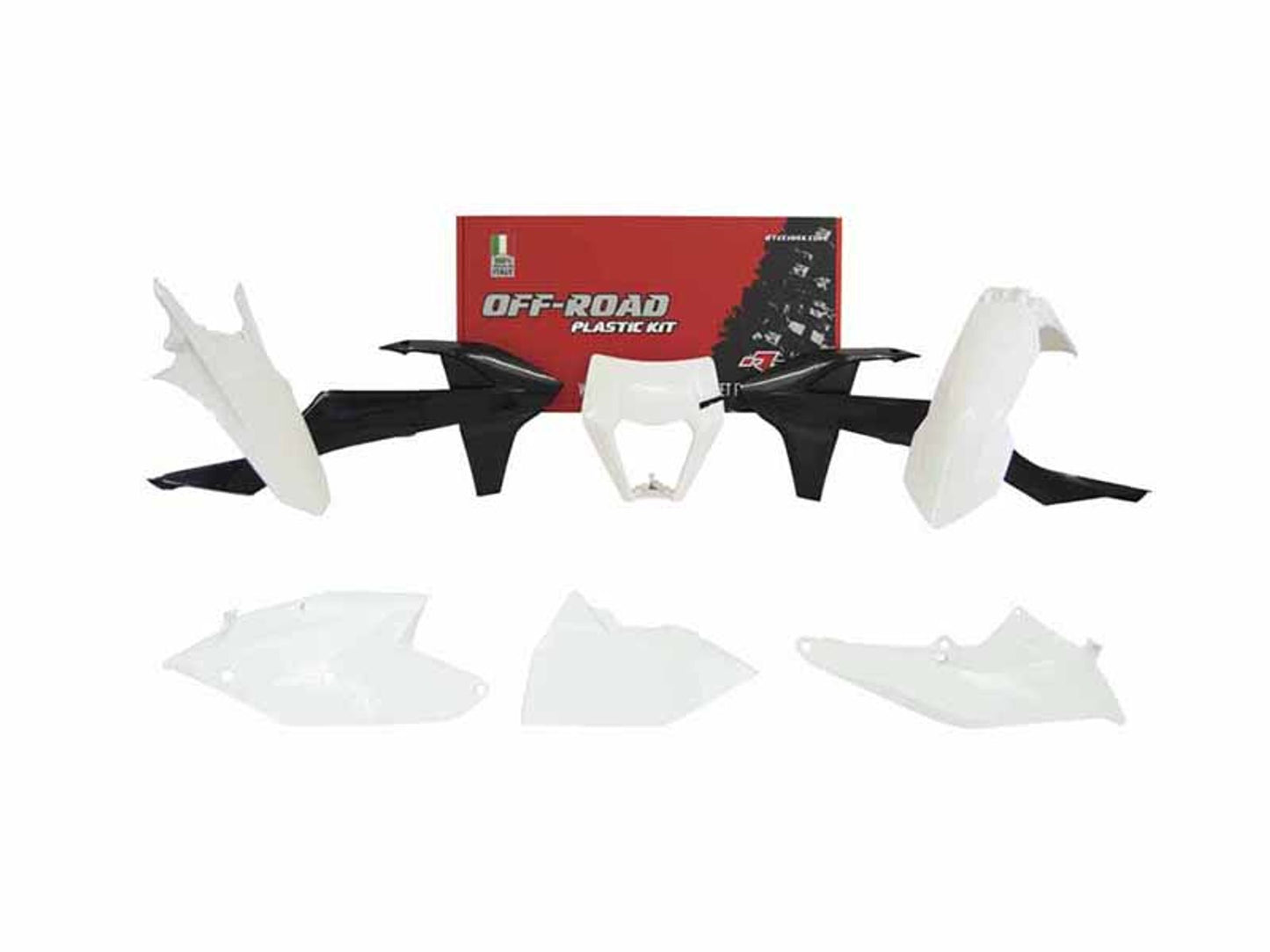 Kit Plastiche Racetech KTM 250/300/350/450/500 SENZA PARASTELI 2017-2019 Kit NERO-BIANCO