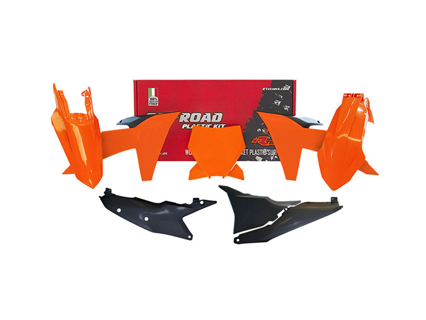 Kit Plastiche Racetech KTM 125/250/300/350/450 SENZA PARASTELI 2023-2024 Kit ARANCIONE KTM-NERO
