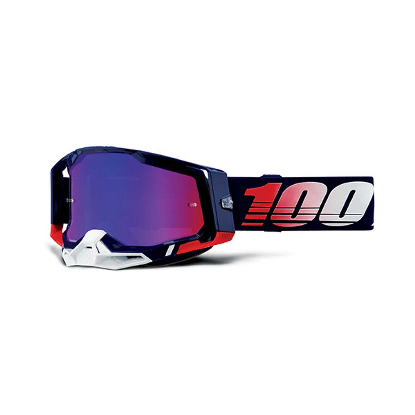 MASCHERA 100% RACECRAFT 2 REPUBLIC - LENTE A SPECCHIO ROSSA/BLU